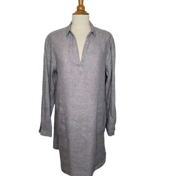 C&C CALIFORNIA LINEN LONG SLEEVE V NECK SIDE SLIT SHIRTDRESS SIZE‎ S - Picture 1 of 9